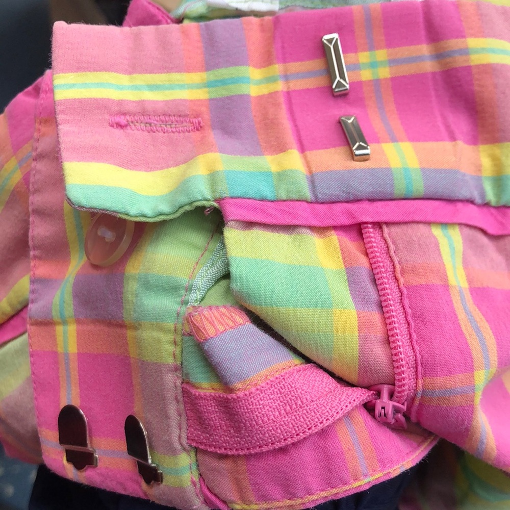 Lilly Pulitzer Vintage White Label Plaid Bermuda Shorts in Pink/Green Size 10 - Picture 7 of 7